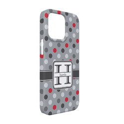 Red & Gray Polka Dots iPhone Case - Plastic - iPhone 13 Pro (Personalized)