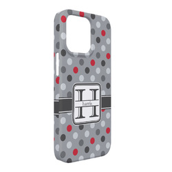 Red & Gray Polka Dots iPhone Case - Plastic - iPhone 13 Pro Max (Personalized)