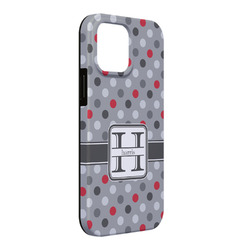 Red & Gray Polka Dots iPhone Case - Rubber Lined - iPhone 13 Pro Max (Personalized)