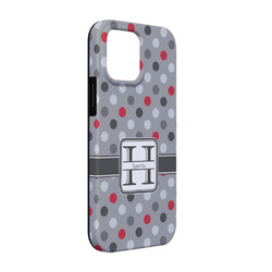 Red & Gray Polka Dots iPhone Case - Rubber Lined - iPhone 13 Pro (Personalized)
