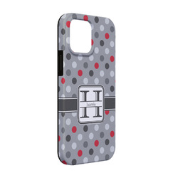 Red & Gray Polka Dots iPhone Case - Rubber Lined - iPhone 13 (Personalized)
