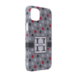 Red & Gray Polka Dots iPhone Case - Plastic - iPhone 14 (Personalized)