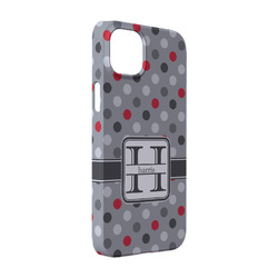 Red & Gray Polka Dots iPhone Case - Plastic - iPhone 14 Pro (Personalized)