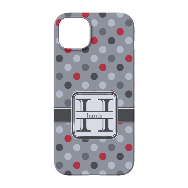Red & Gray Polka Dots iPhone 14 Pro Case - Back