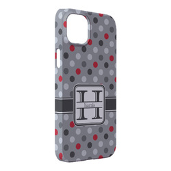 Red & Gray Polka Dots iPhone Case - Plastic - iPhone 14 Pro Max (Personalized)