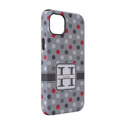 Red & Gray Polka Dots iPhone Case - Rubber Lined - iPhone 14 Pro (Personalized)