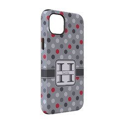 Red & Gray Polka Dots iPhone Case - Rubber Lined - iPhone 14 (Personalized)