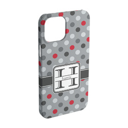 Red & Gray Polka Dots iPhone Case - Plastic - iPhone 15 (Personalized)