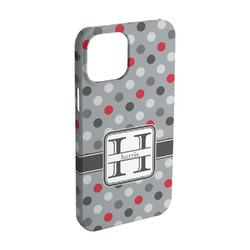 Red & Gray Polka Dots iPhone Case - Plastic - iPhone 15 Pro (Personalized)