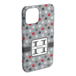 Red & Gray Polka Dots iPhone Case - Plastic - iPhone 15 Pro Max (Personalized)