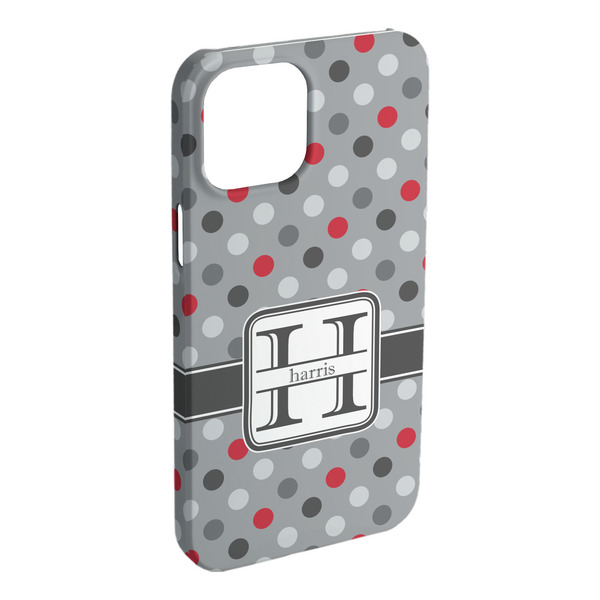 Custom Red & Gray Polka Dots iPhone Case - Plastic (Personalized)