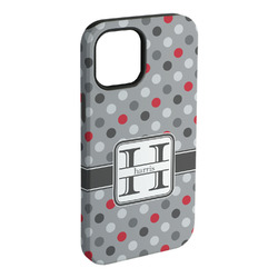 Red & Gray Polka Dots iPhone Case - Rubber Lined (Personalized)