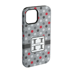Red & Gray Polka Dots iPhone Case - Rubber Lined - iPhone 15 Pro (Personalized)