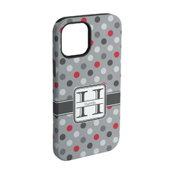 Red & Gray Polka Dots iPhone Case - Rubber Lined - iPhone 15 (Personalized)