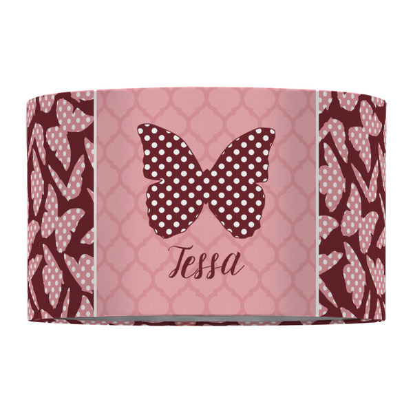 Polka Dot Butterfly 12" Drum Lampshade - FRONT (Fabric)