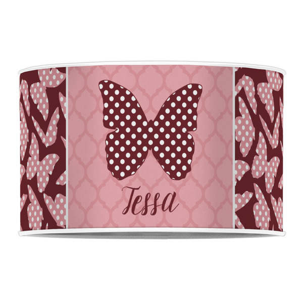 Polka Dot Butterfly 12" Drum Lampshade - FRONT (Poly Film)