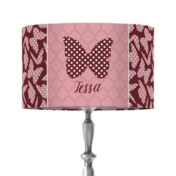 Polka Dot Butterfly 12" Drum Lamp Shade - Fabric (Personalized)