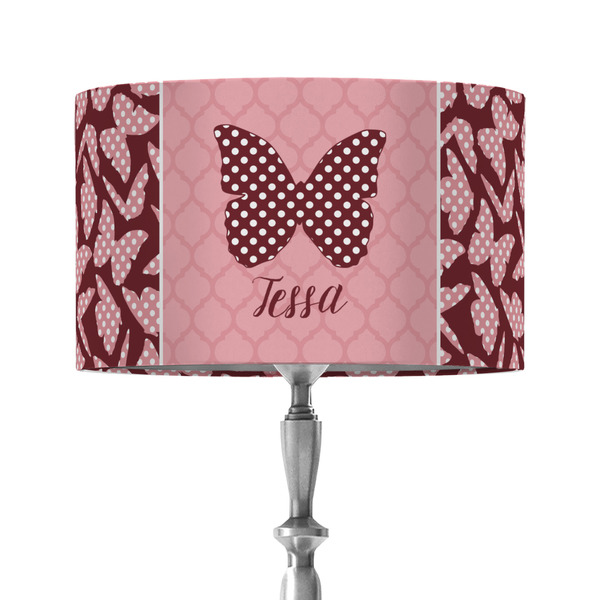 Custom Polka Dot Butterfly 12" Drum Lamp Shade - Fabric (Personalized)