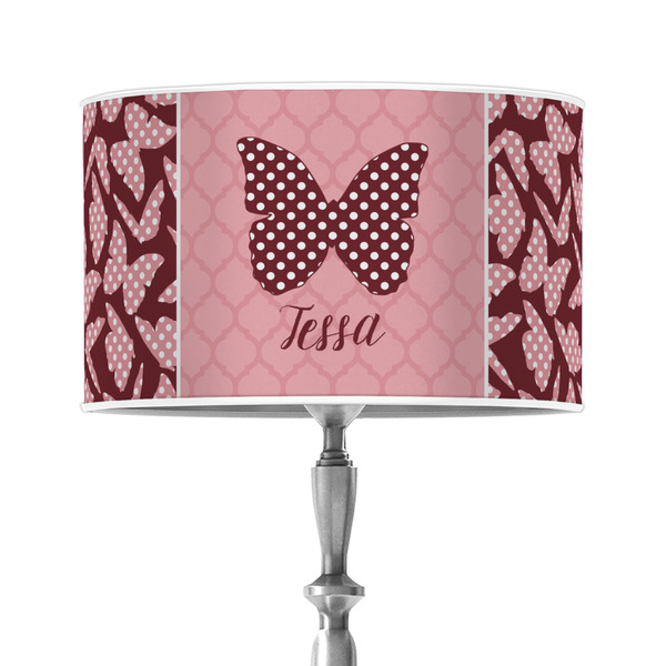 Custom Polka Dot Butterfly 12" Drum Lamp Shade - Poly-film (Personalized)