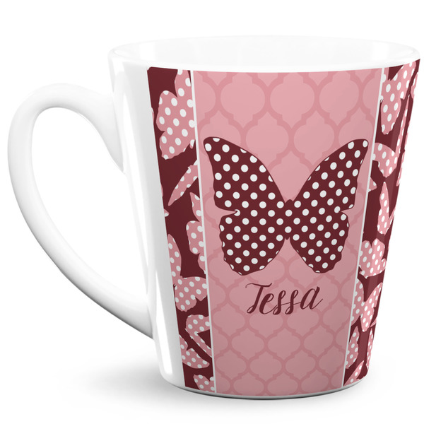 Custom Polka Dot Butterfly 12 Oz Latte Mug (Personalized)
