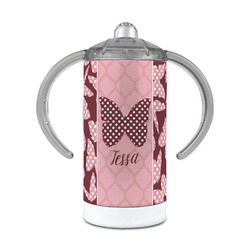 Polka Dot Butterfly 12 oz Stainless Steel Sippy Cup (Personalized)
