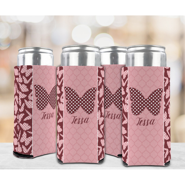 Polka Dot Butterfly 12oz Tall Can Sleeve - Set of 4 - LIFESTYLE