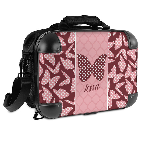 Custom Polka Dot Butterfly Hard Shell Briefcase - 15" (Personalized)