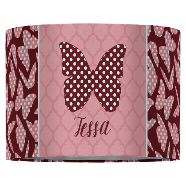 Polka Dot Butterfly 16" Drum Lampshade - FRONT (Fabric)
