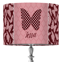 Polka Dot Butterfly 16" Drum Lamp Shade - Fabric (Personalized)