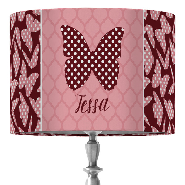 Custom Polka Dot Butterfly 16" Drum Lamp Shade - Fabric (Personalized)