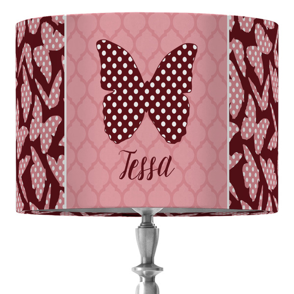 Custom Polka Dot Butterfly 16" Drum Lamp Shade - Fabric (Personalized)