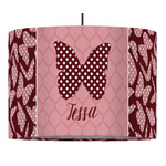 Polka Dot Butterfly 16" Drum Pendant Lamp - Fabric (Personalized)