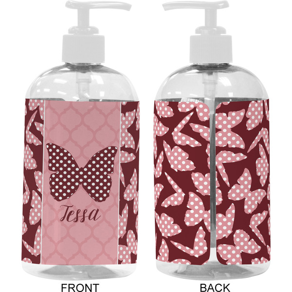 Polka Dot Butterfly 16 oz Plastic Liquid Dispenser- Approval- White