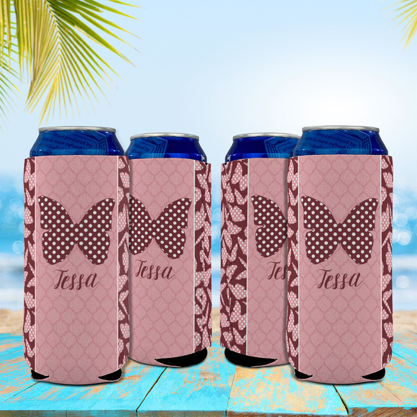 Polka Dot Butterfly 16oz Can Sleeve - Set of 4 - LIFESTYLE