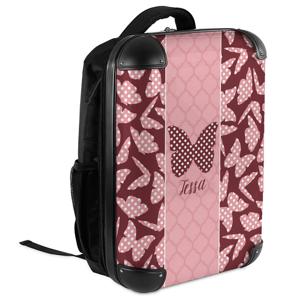 Polka Dot Butterfly 18" Hard Shell Backpacks - ANGLED VIEW