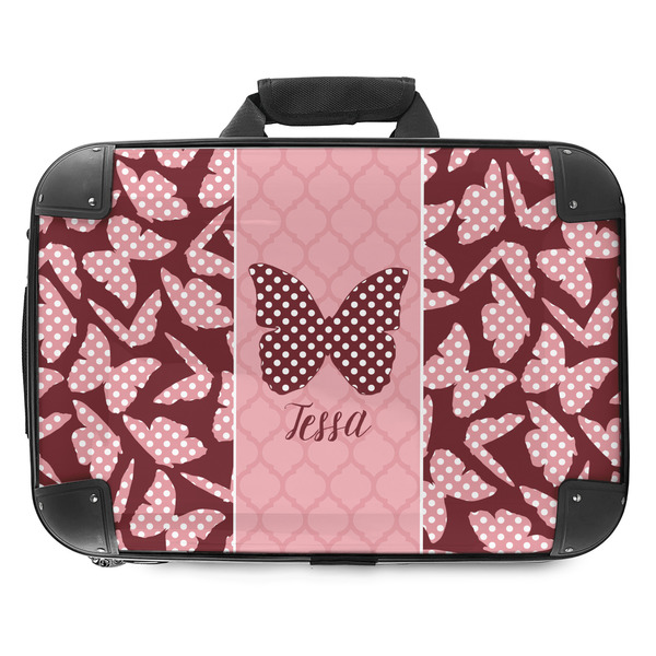Custom Polka Dot Butterfly Hard Shell Briefcase - 18" (Personalized)