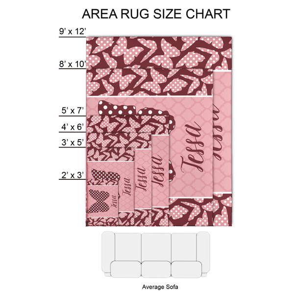 Polka Dot Butterfly 2'x3' Indoor Area Rugs - Size Chart
