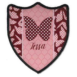 Polka Dot Butterfly Iron On Shield Patch B w/ Name or Text
