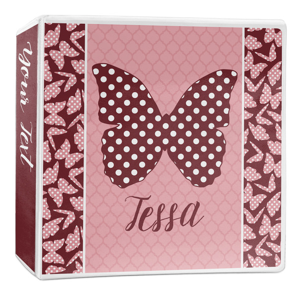 Custom Polka Dot Butterfly 3-Ring Binder - 2 inch (Personalized)