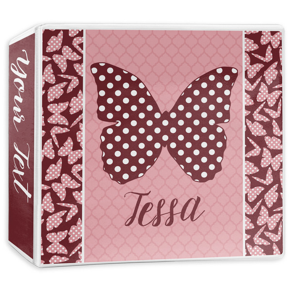 Custom Polka Dot Butterfly 3-Ring Binder - 3 inch (Personalized)