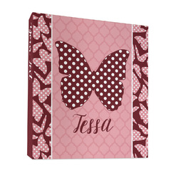 Polka Dot Butterfly 3 Ring Binder - Full Wrap - 1" (Personalized)