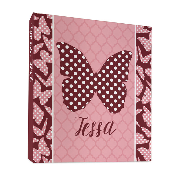 Polka Dot Butterfly 3 Ring Binders - Full Wrap - 1" - FRONT