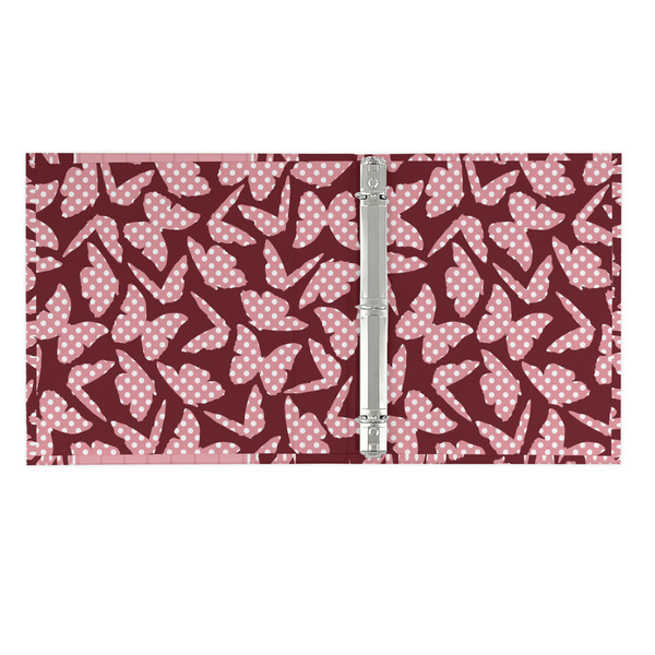 Polka Dot Butterfly 3 Ring Binders - Full Wrap - 1" - OPEN INSIDE