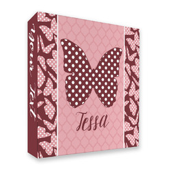Polka Dot Butterfly 3 Ring Binder - Full Wrap - 2" (Personalized)