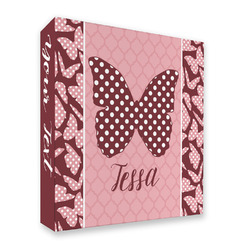 Polka Dot Butterfly 3 Ring Binder - Full Wrap (Personalized)