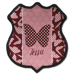 Polka Dot Butterfly Iron On Shield Patch C w/ Name or Text