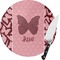 Polka Dot Butterfly Round Glass Cutting Board - Small (Personalized)
