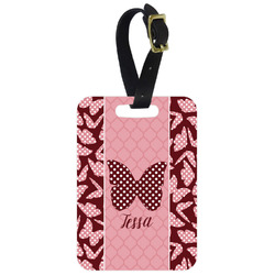 Polka Dot Butterfly Metal Luggage Tag w/ Name or Text