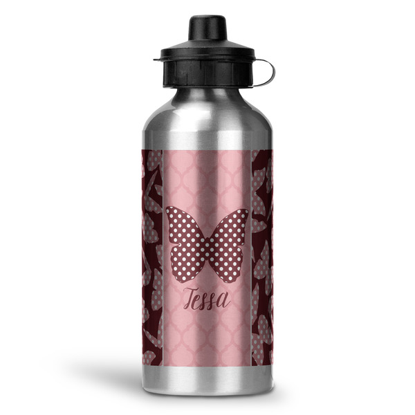 Custom Polka Dot Butterfly Water Bottle - Aluminum - 20 oz (Personalized)