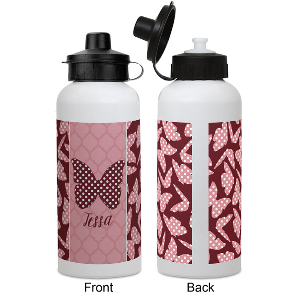Polka Dot Butterfly Aluminum Water Bottle - White APPROVAL